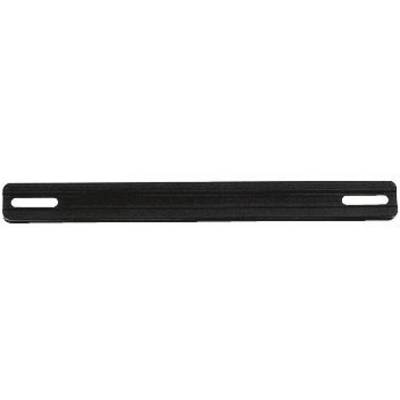 Black, rectangular metal component with two elongated recesses at its ends.