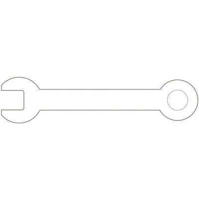 A simple spanner with an open end on the left and a closed ring on the right.