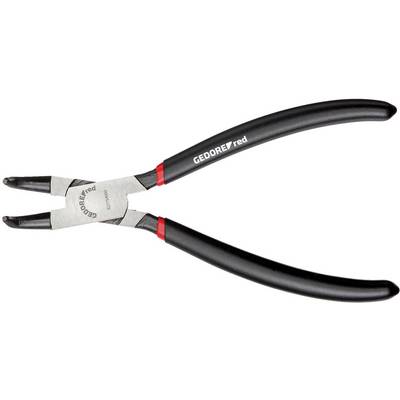 Flat pliers with a black handle and red accent, pictured from the side.