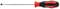 Slotted screwdriver with a black and red handle, ideal tool for tightening or loosening slotted head screws.