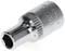 Hexagonal socket wrench, silver metal, used for tightening or loosening screws.