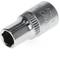 A gleaming metal socket attachment with a hexagonal opening, most likely for screws or nuts.