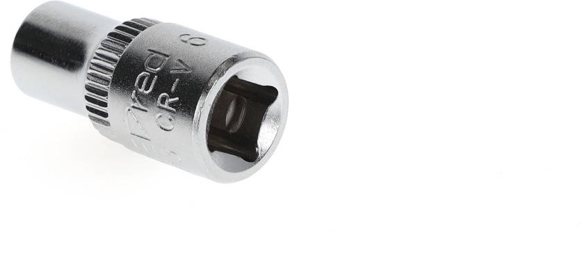 Chrome vanadium steel socket spanner, polished, on a white background.