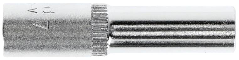 A short, cylindrical metal adapter or attachment with a ribbed end, likely for tool or technical use.