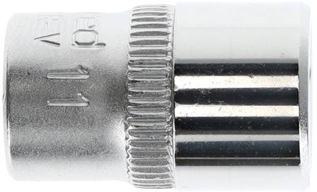 Metallic hexagonal socket key attachment, shiny, showing the size '11' on the side. Suitable for screw assembly tools.
