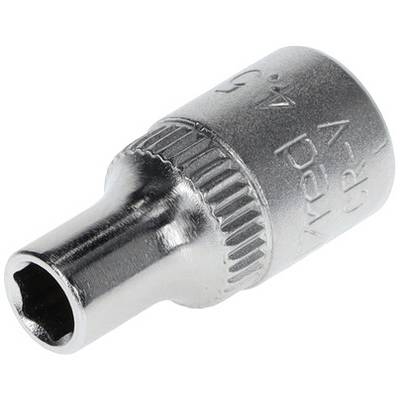 Hexagonal socket, silver-coloured, with 6 mm internal diameter and knurled external surface for improved grip.