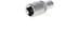 A silver hex nut with a hexagonal opening and a ribbed handle, set against a white background.