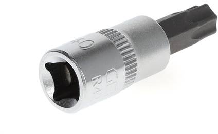 A silver bit attachment for a screwdriver, suitable for securing or loosening screws with a special profile.