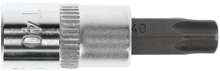 Bit key with T40 Torx head and silver metal housing, positioned horizontally.
