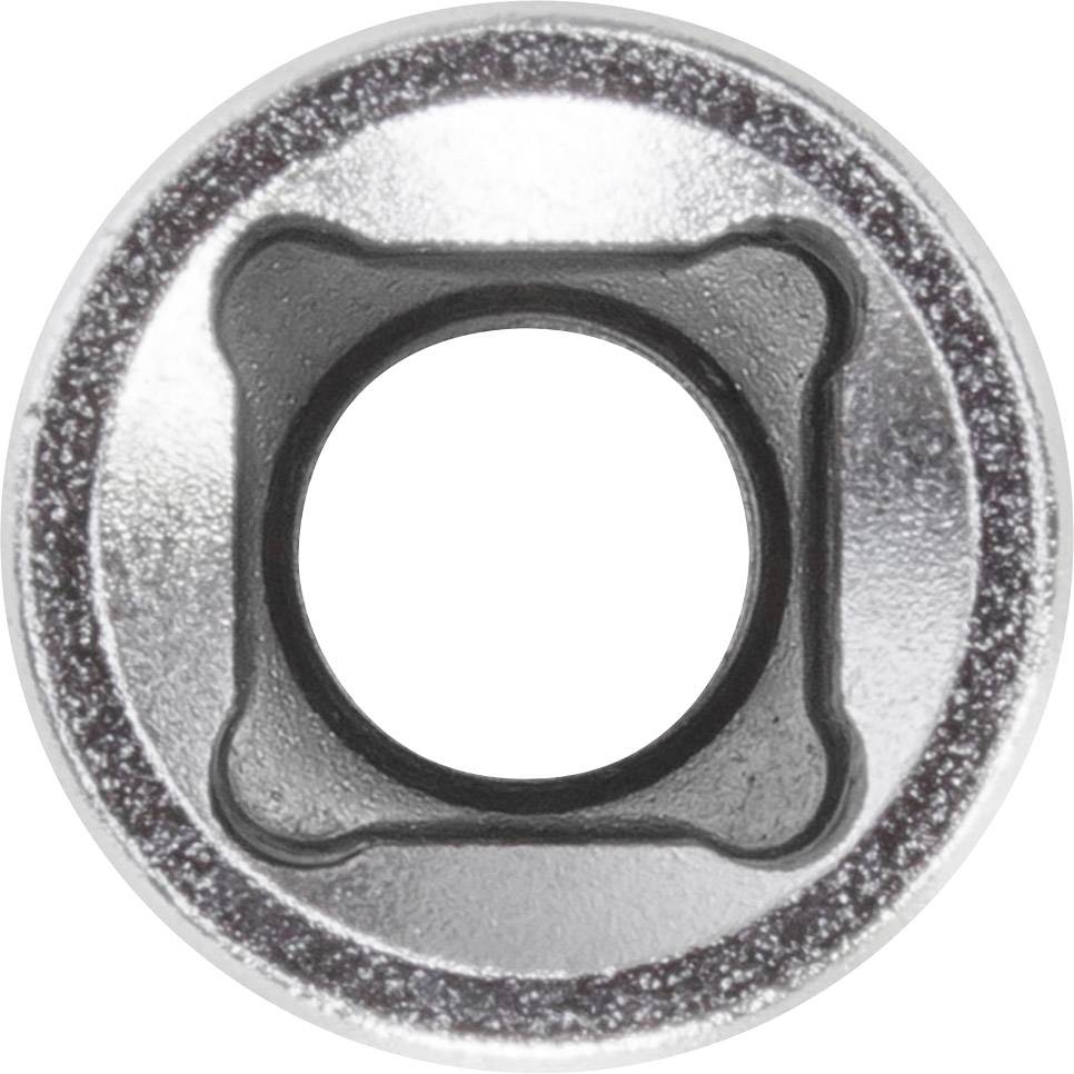 Round silver metal disc with a square hole in the centre.