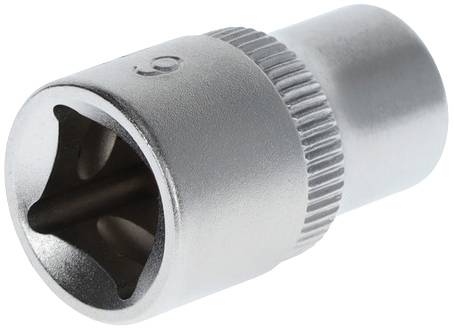 A silver-coloured socket attachment with knurling for better grip, typically used in mechanical work and repairs.