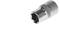 A chrome-plated socket with a hexagonal profile, suitable for screw-related tasks.