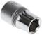 Metallic 10mm hexagonal socket, suitable for spanners. Silver, glossy finish with a knurled grip for improved handling.