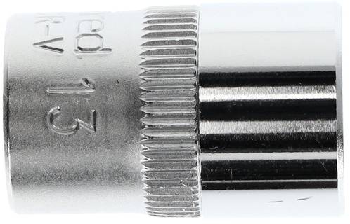 Metal socket with knurled edge and embossed number '13', likely part of a ratchet tool set.