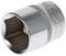 Metallic hexagonal socket with a 19 mm opening and engraving 'CR-V'. Suitable for loosening nuts and bolts.