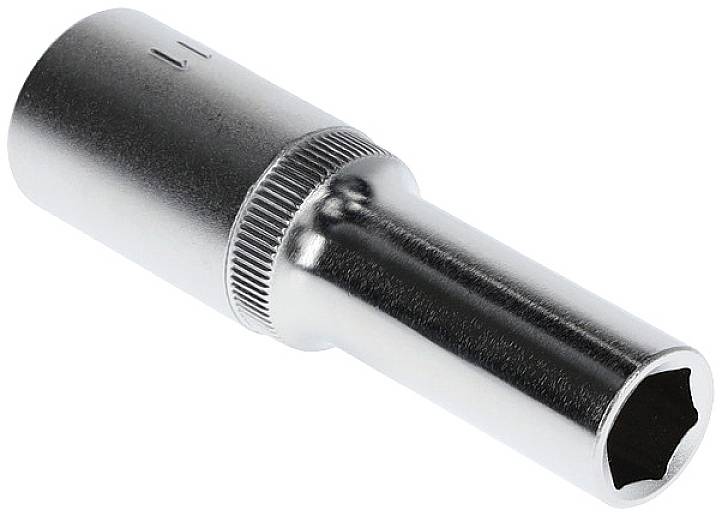 A silver Allen key for screws is made of metal with a hexagonal end.