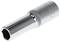A silver socket extension, cylindrical with a hexagonal end. Suitable for screw-related work.