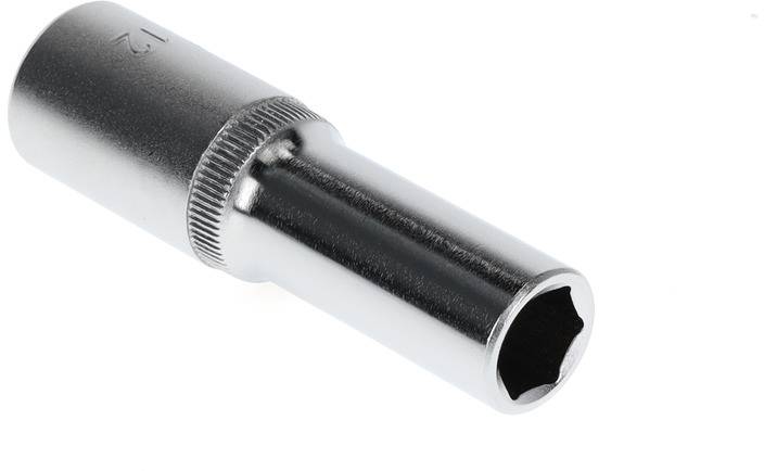 'Silver hexagonal stud nut, with a ribbed handle for improved grip, size 12.'