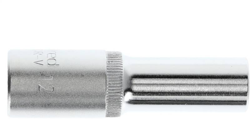 Metal hexagonal socket wrench, 12 mm; smooth polished surface, suitable for hand tool use.