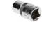 Metal hexagonal socket attachment, 19 mm size, with a knurled surface for improved grip, suitable for automotive applications.
