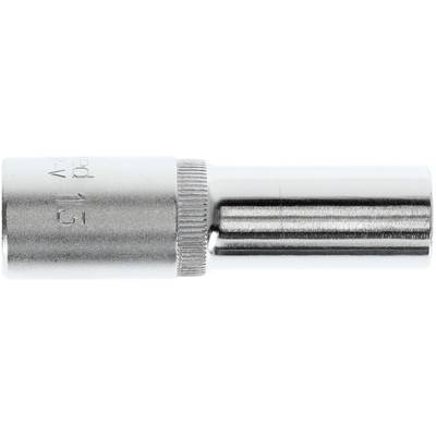Metal socket with a threaded handle at the upper end, suitable for screw-related work.