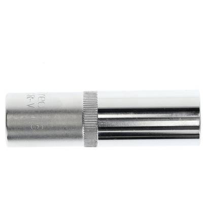 Metallic socket nut with a fluted centre and glossy surface.