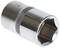 Metallic hexagonal socket nut, suitable for use in hand or power tools for tightening or loosening screws.
