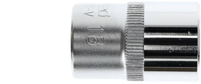 A silver pin nut with an engraved size "18" and knurled surface for improved grip.