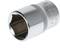 A chrome-plated socket attachment, typically used for spanners or ratchet tools, size 19 mm.