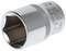 Metal socket spanner, hexagonal, silver-coloured, suitable for screws and nuts.