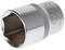 Metal hexagonal socket wrench, used for tightening or loosening nuts and bolts. High-gloss polished, with size markings.
