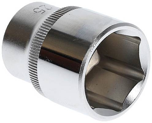 'Socket spanner, size 22, made of silver-coloured metal, shows internal teeth. Tool for turning nuts.'