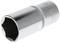 A silver cylinder socket key, cylindrical in shape, with grooves for improved grip. Suitable for working with screws and nuts.