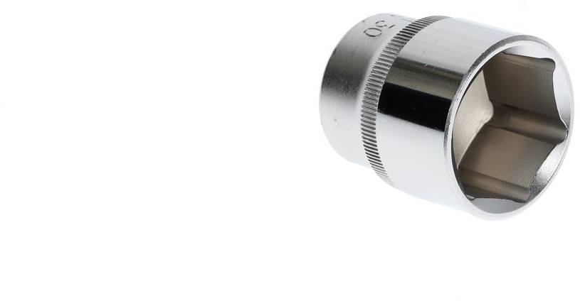 A chrome-plated socket attachment with a hexagonal opening and the engraved number '30', set against a white background.