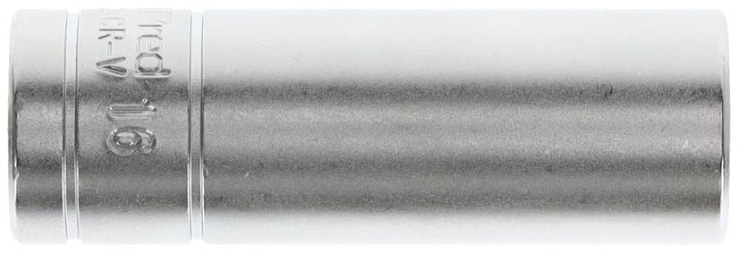 Cylindrical silver metal adapter with side engraving.