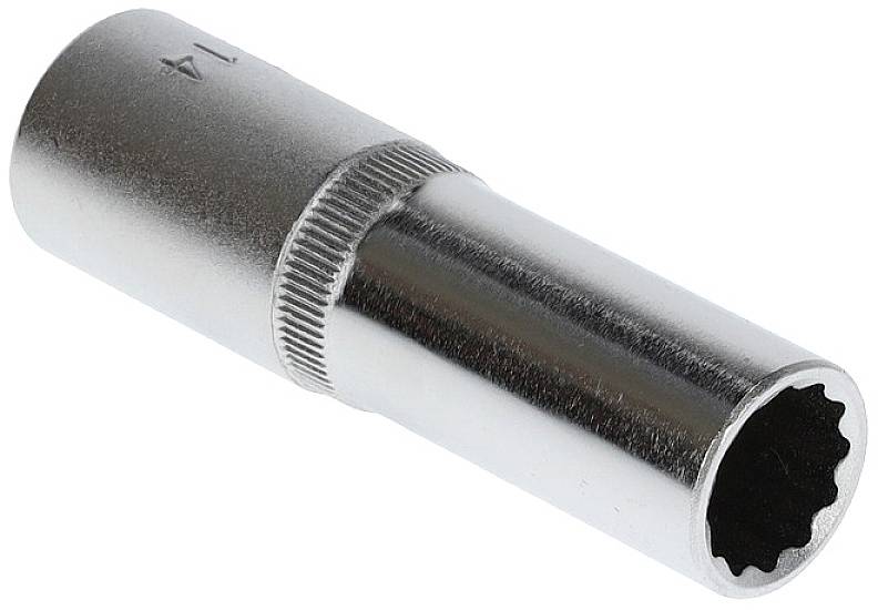 Silver-coloured hexagonal socket nut for screw applications.