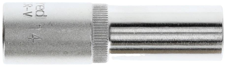 Metal socket with '14' inscription for tools, cylindrically shaped, with ribbed end for better grip.
