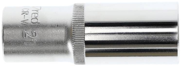 Metallic socket with '21' engraving, suitable for CR-V tools. Silver cylindrical shape with knurled section for improved grip.