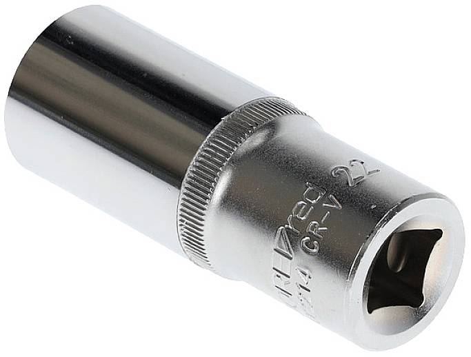 'Socket insert, hexagonal, 22 mm, chrome-plated finish.'