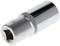 Silver 24-mm socket, side view. Used for turning nuts and bolts with a torque wrench or ratchet.