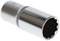 'Chrome socket with knurled handle, cylindrical shape, suitable for workshop or repair use.'