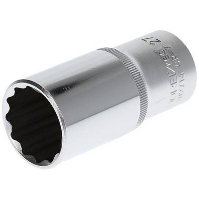 Silver square drive socket with internal teeth, suitable for tightening or loosening screws or nuts.
