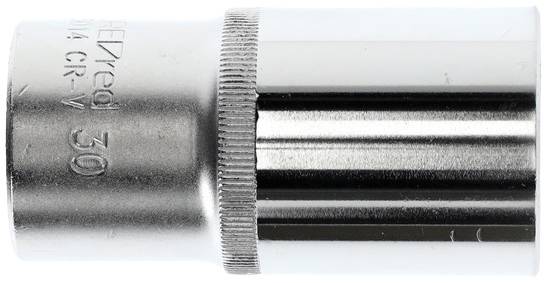 Metallic socket key receiver, 30 mm in size, cylindrical shape, with a polished surface, 'CR-V 30' engraved marking.