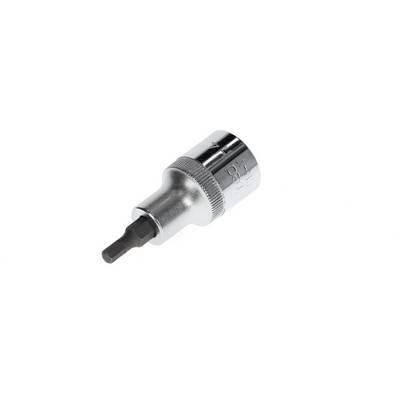 Hexagonal Bit Socket in Metal, Chrome Finish, Size 10 mm. Used for securing hexagonal screws with a spanner.