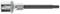A silver hexagonal socket spanner with a long, black bit. Tool for fastening screws with an internal hexagonal profile.