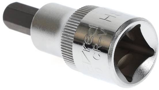 Six-sided socket adaptor made of metal, used for loosening and tightening screws with a hexagonal drive.