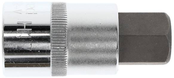 A silver-coloured socket attachment with a hexagonal end, suitable for screw applications.