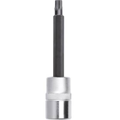 A silver bit attachment with a black square shaft, suitable for screws with a special head shape.