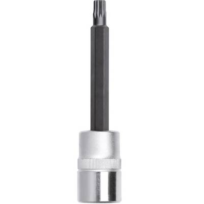 A silver socket key attachment with a black, six-sided bit, suitable for screw work with hexagon socket screws.