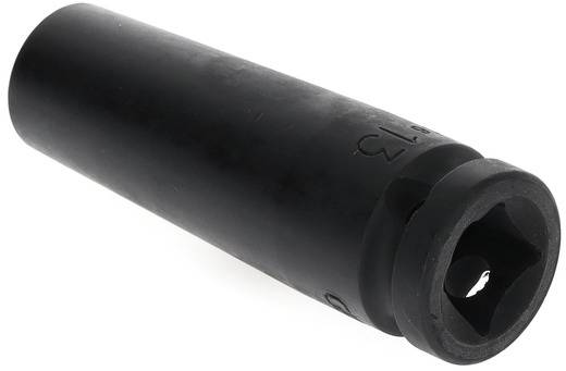 A black, cylindrical socket adaptor with a hexagonal internal cavity, suitable for working with nuts or bolts.